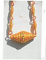 Necklace of 14 oval cylinders, Beeswax and straw, Songhay